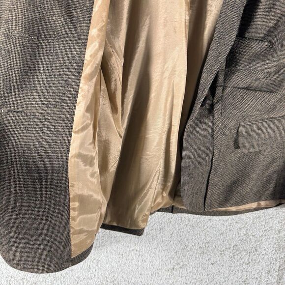 Escada Blazer Jacket Black Tan Women's 42 Wool Two Button Ruched Pockets - Picture 6 of 9